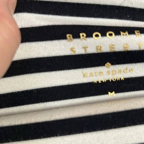 Kate Spade Brook Street black and white striped 3/4 sleeved dress size medium - Picture 2 of 10